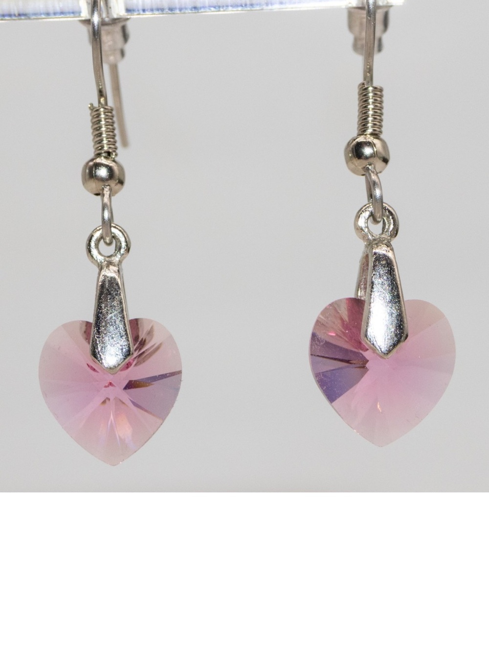 Macy's Pink Heart Crystal Dangle Earrings